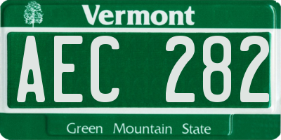 VT license plate AEC282