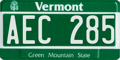 VT license plate AEC285