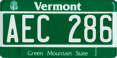 VT license plate AEC286