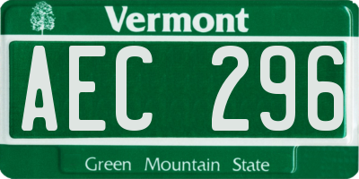 VT license plate AEC296