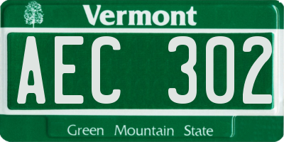 VT license plate AEC302