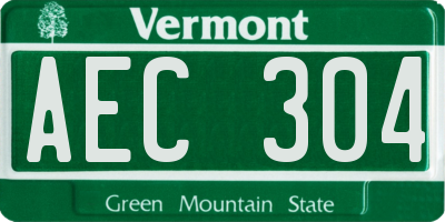 VT license plate AEC304