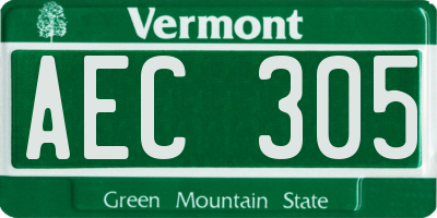 VT license plate AEC305