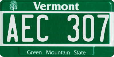 VT license plate AEC307