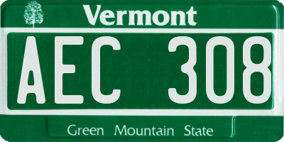 VT license plate AEC308
