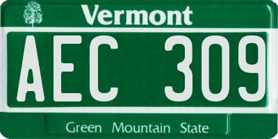 VT license plate AEC309