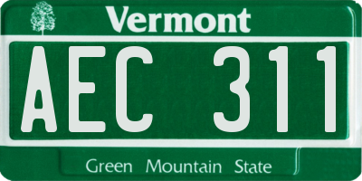 VT license plate AEC311