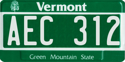 VT license plate AEC312