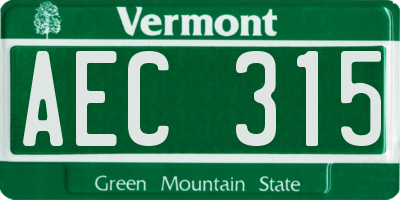 VT license plate AEC315