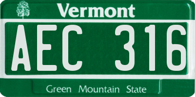 VT license plate AEC316