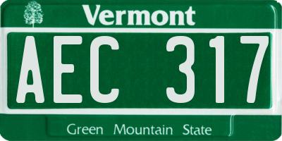 VT license plate AEC317