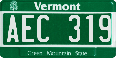 VT license plate AEC319