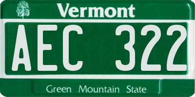 VT license plate AEC322