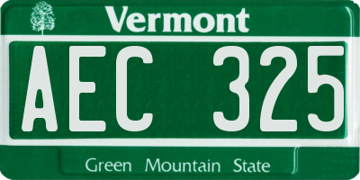 VT license plate AEC325