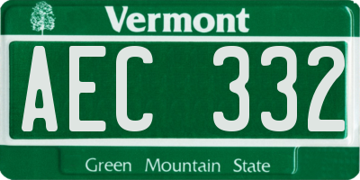 VT license plate AEC332