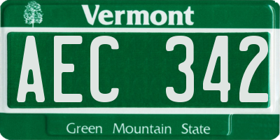 VT license plate AEC342