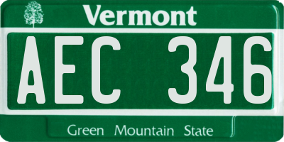 VT license plate AEC346