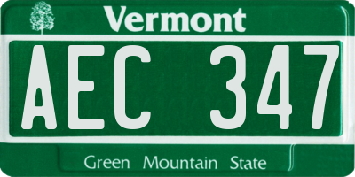 VT license plate AEC347