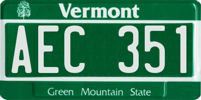 VT license plate AEC351