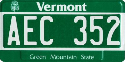 VT license plate AEC352