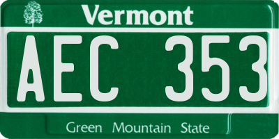 VT license plate AEC353
