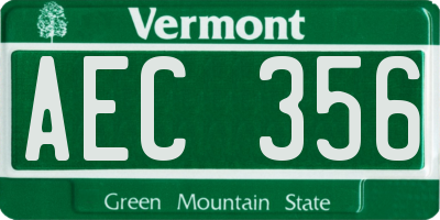 VT license plate AEC356