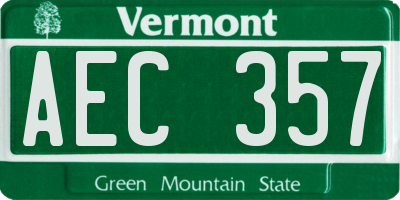 VT license plate AEC357
