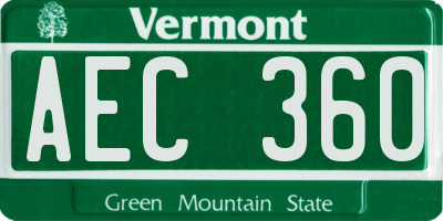 VT license plate AEC360