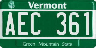 VT license plate AEC361