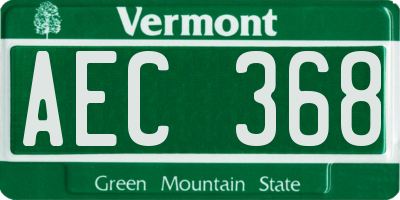 VT license plate AEC368