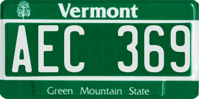VT license plate AEC369