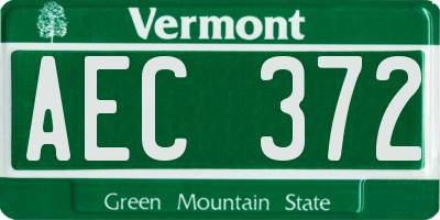 VT license plate AEC372