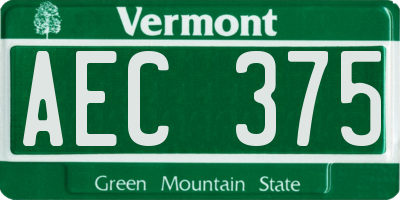 VT license plate AEC375