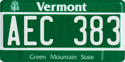 VT license plate AEC383