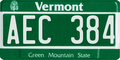 VT license plate AEC384