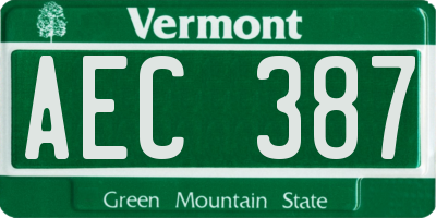 VT license plate AEC387