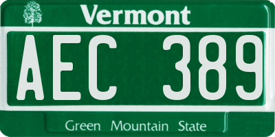 VT license plate AEC389