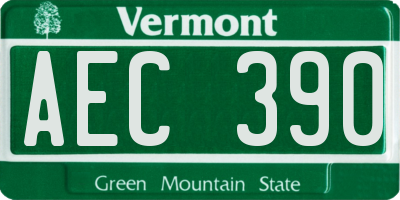 VT license plate AEC390
