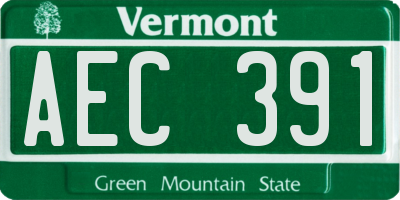 VT license plate AEC391
