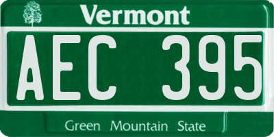 VT license plate AEC395