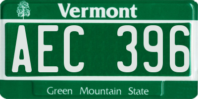 VT license plate AEC396