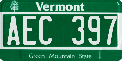 VT license plate AEC397