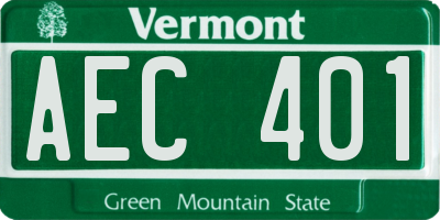 VT license plate AEC401