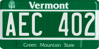 VT license plate AEC402
