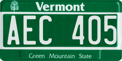 VT license plate AEC405