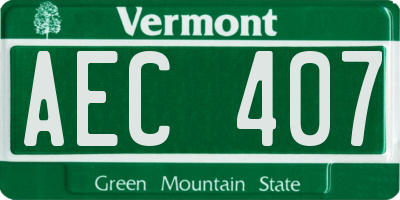VT license plate AEC407