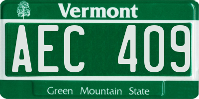 VT license plate AEC409