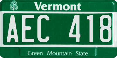 VT license plate AEC418