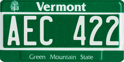 VT license plate AEC422