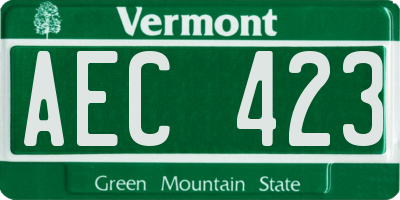 VT license plate AEC423